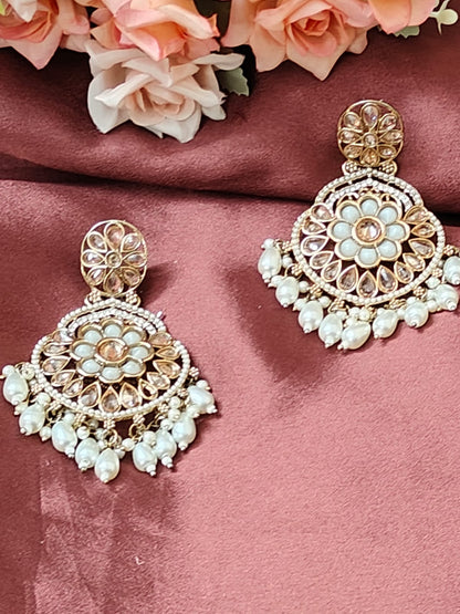 Royal Kundan &Pearl Chandbali Earrings