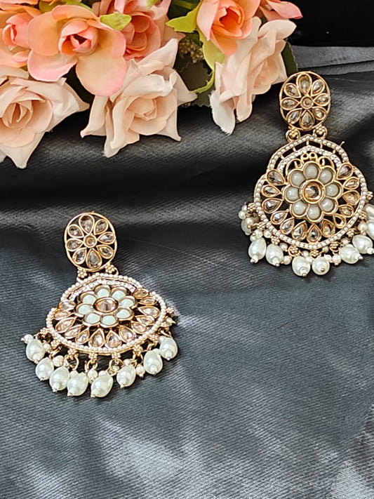 Royal Kundan &Pearl Chandbali Earrings
