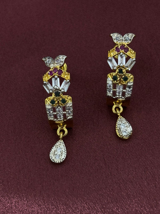 Butterfly-Inspired American Diamond Drop Earrings