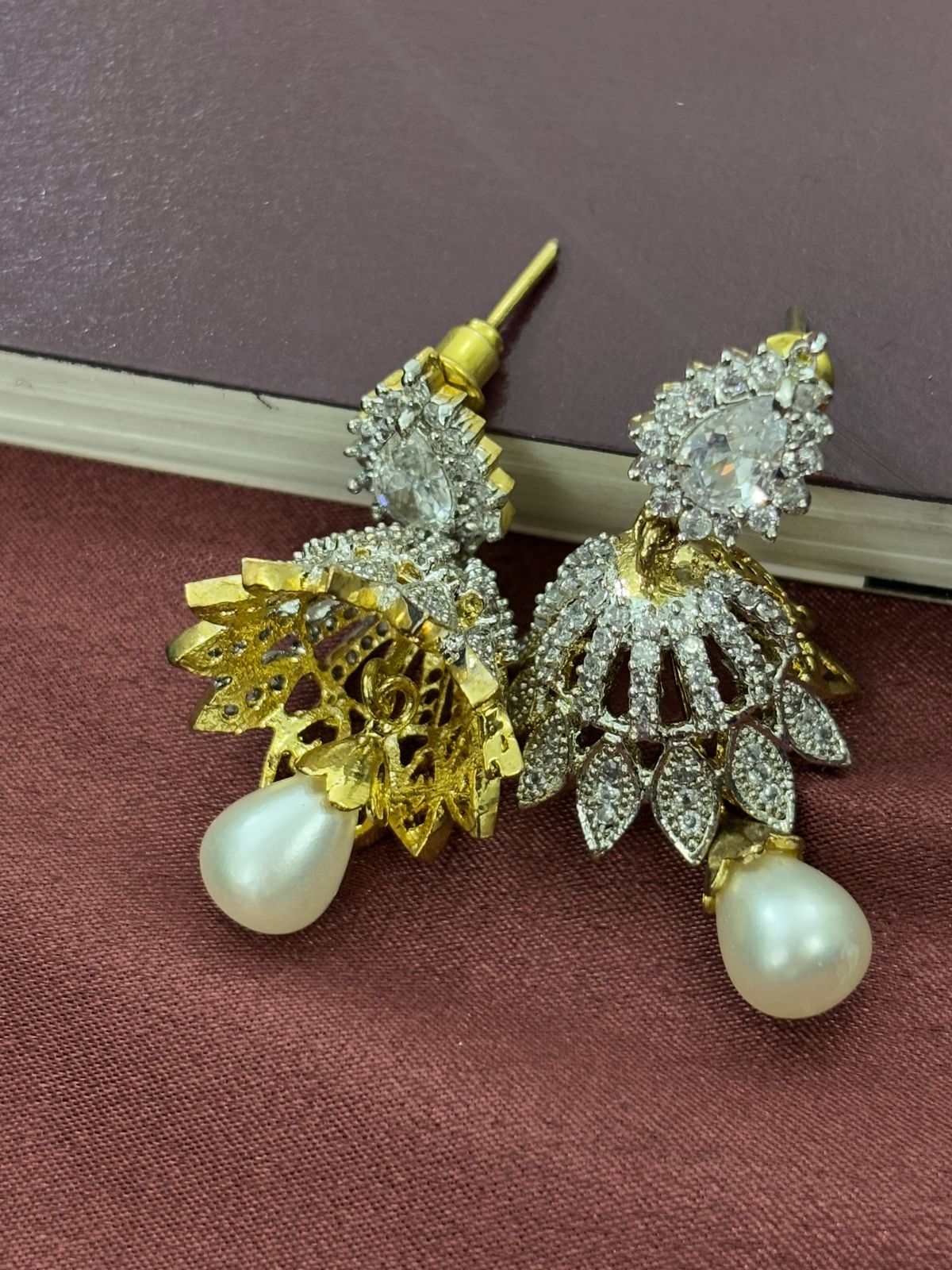 Luxury Crystal & Pearl Jhumka Earrings