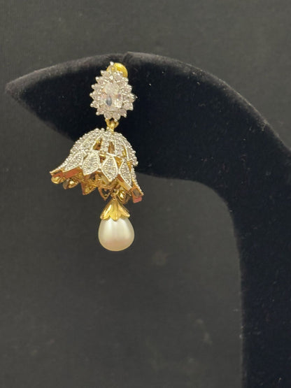Luxury Crystal & Pearl Jhumka Earrings