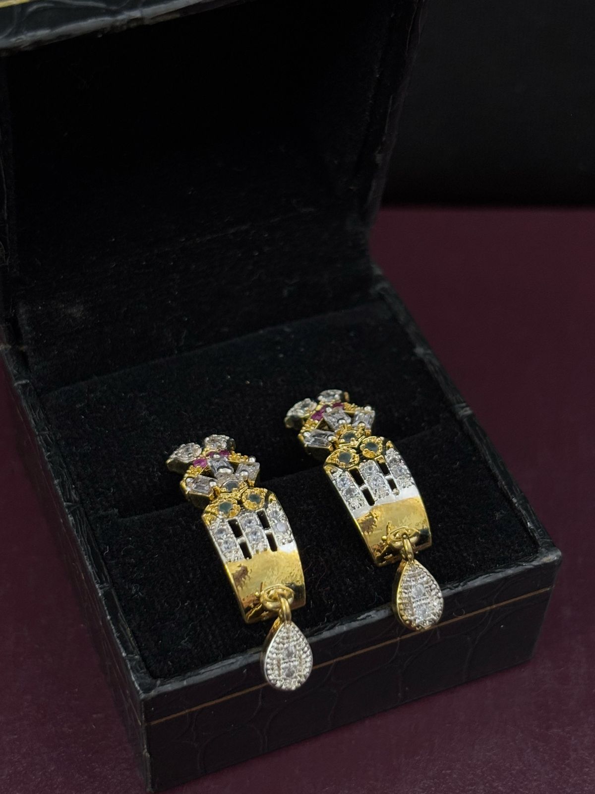 Butterfly-Inspired American Diamond Drop Earrings