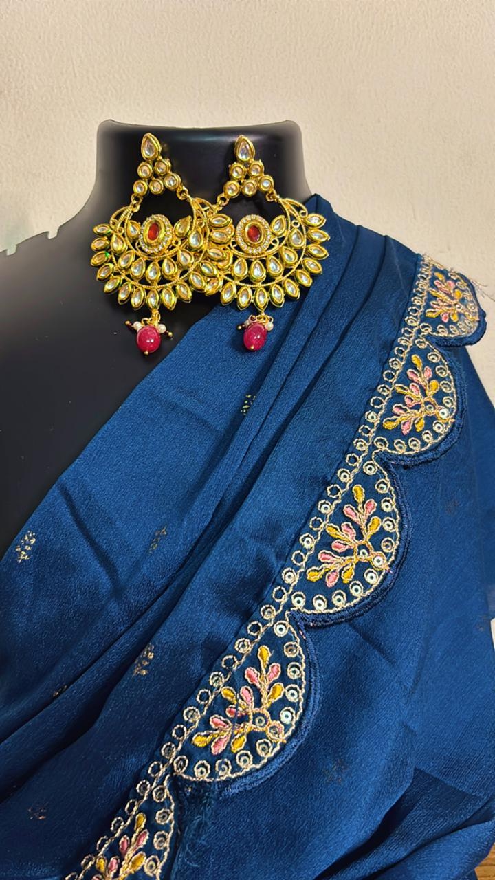 Regal Ruby Kundan Chandbali Earrings