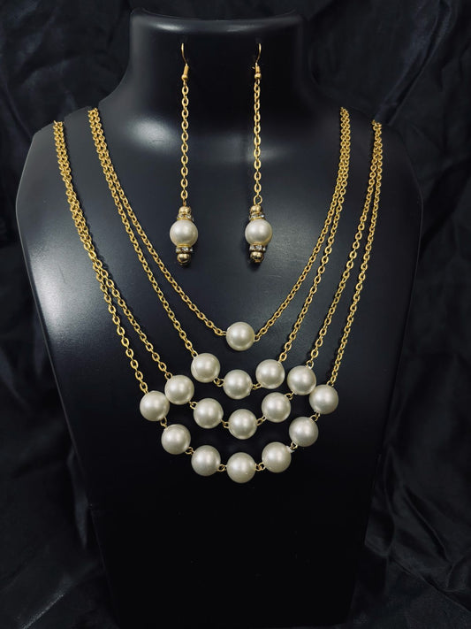 Royal Pearl Layered Necklace Set