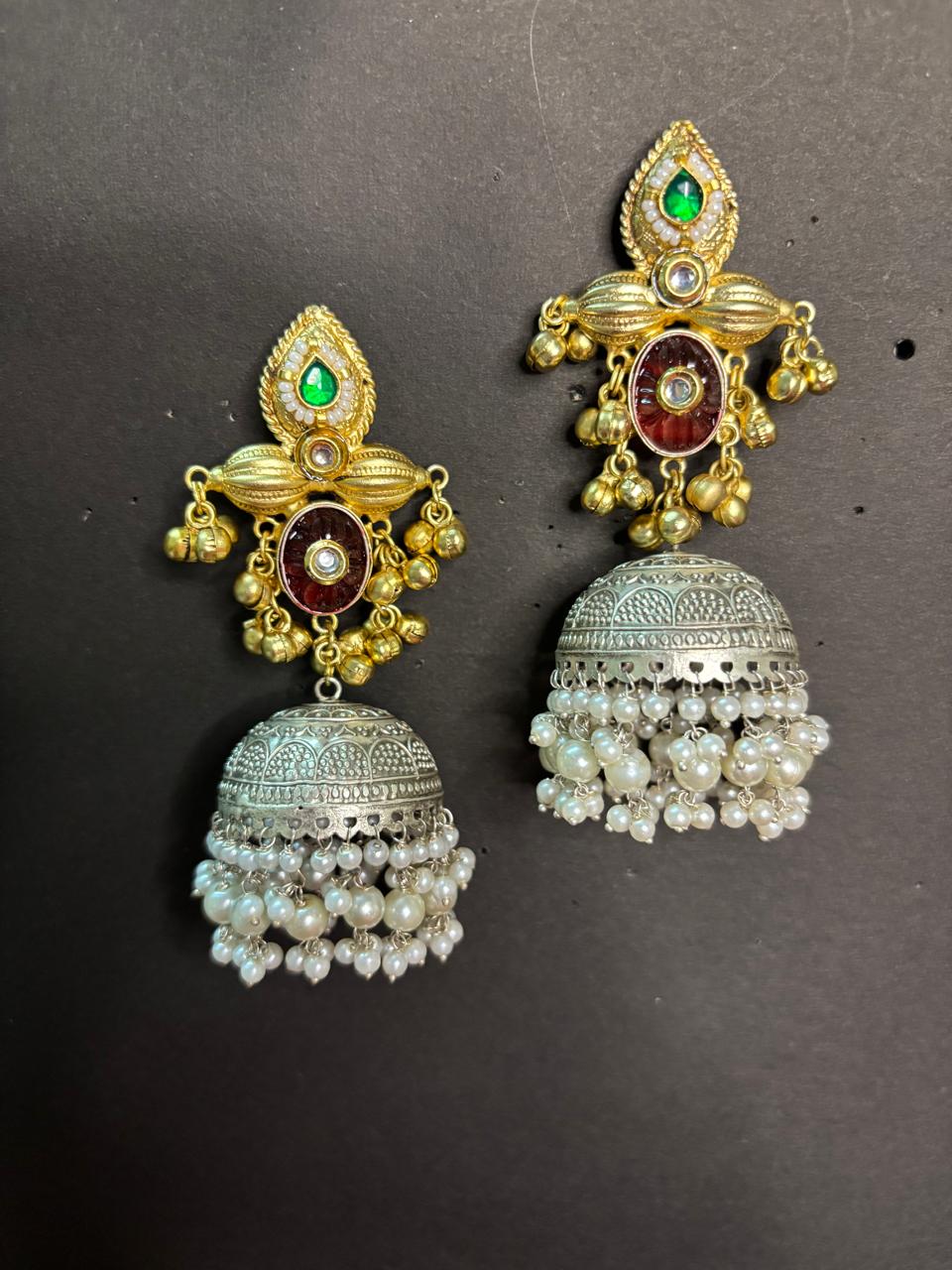 Kavya Dual-Tone Jhumki Earrings