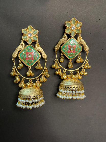 “Meera” Handcrafted Peacock Motif Jhumki