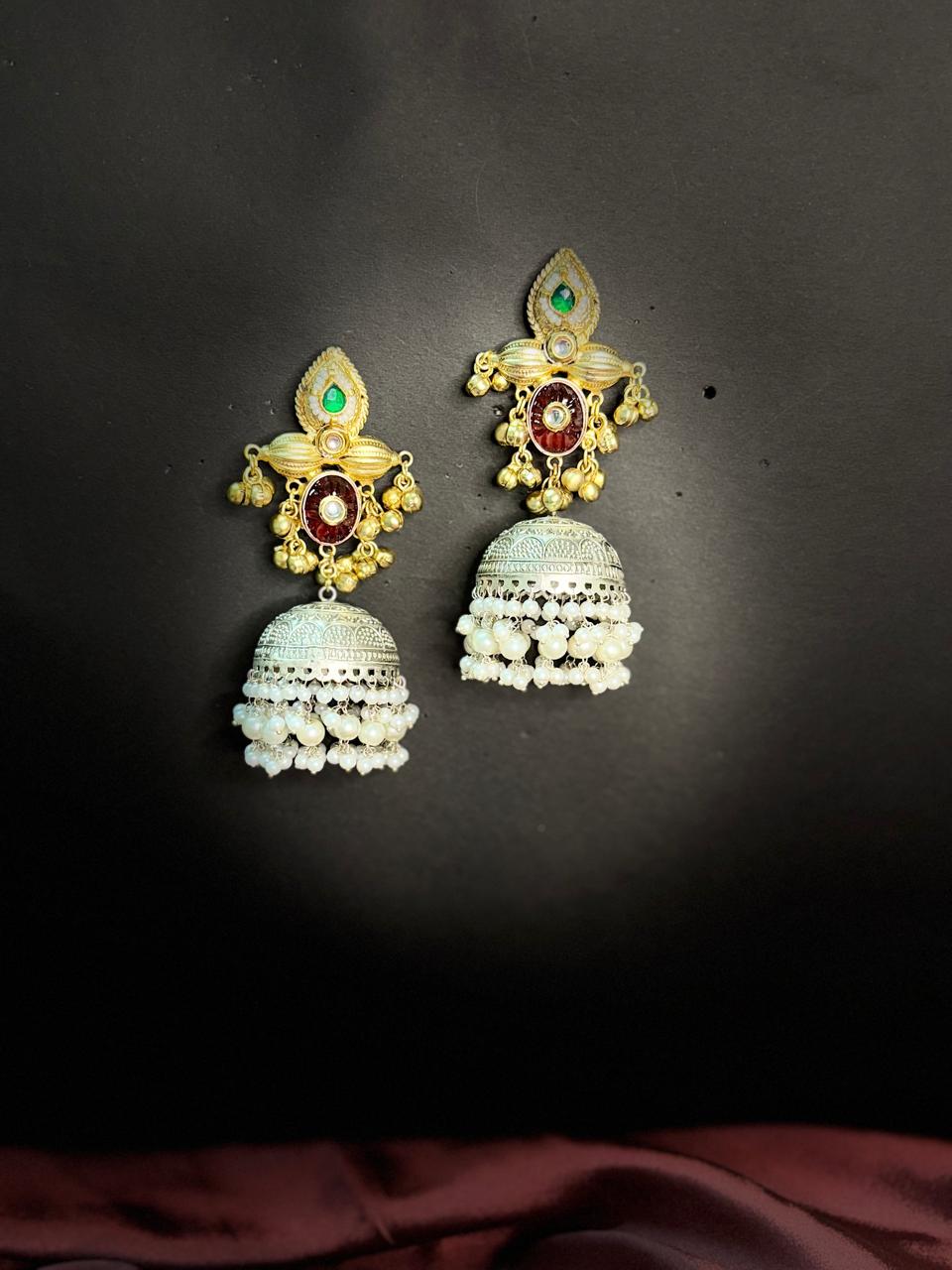 Kavya Dual-Tone Jhumki Earrings