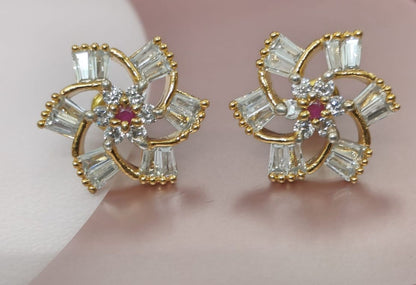 Radiant Floral CZ Stud Earrings