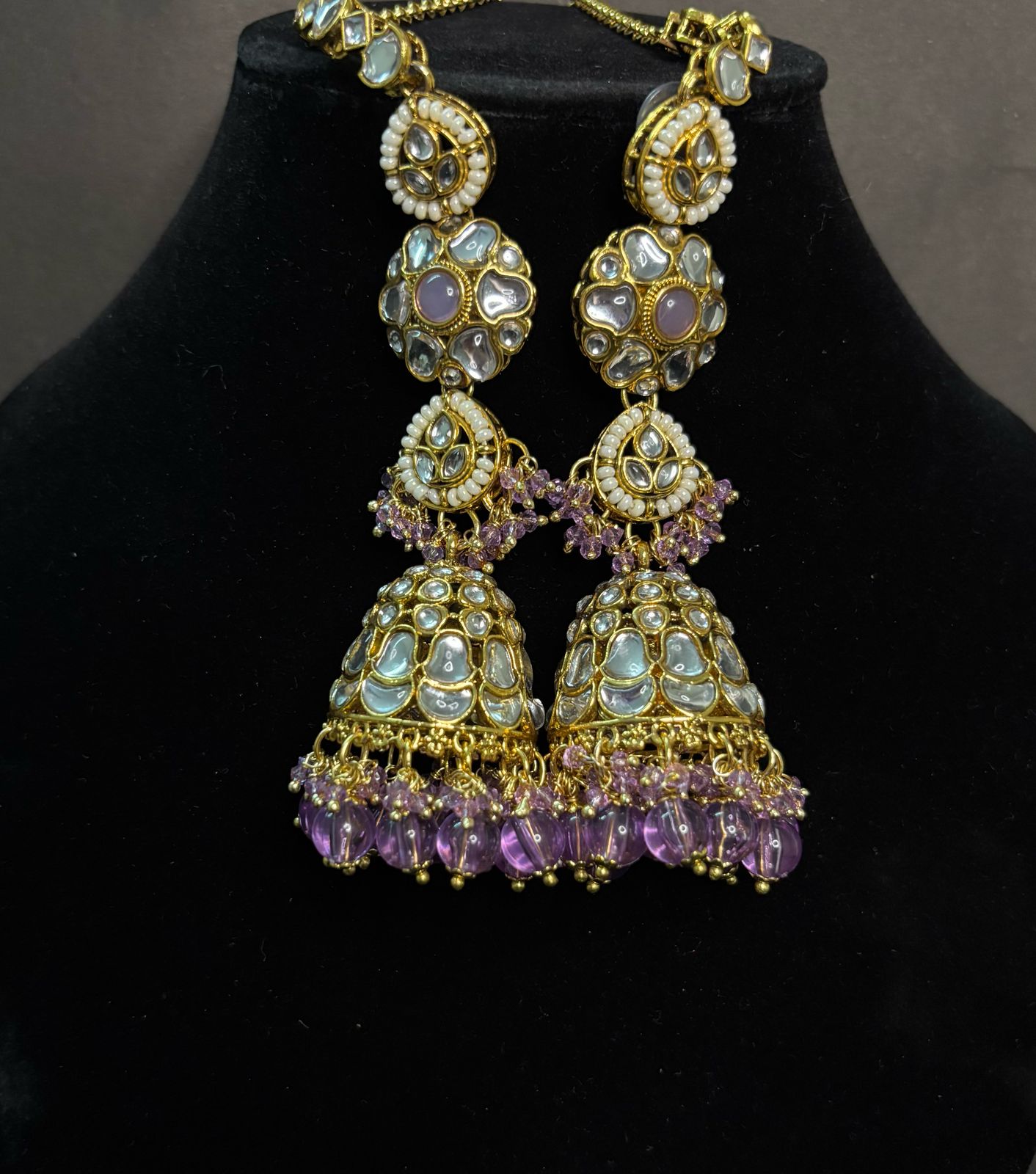 Mauve Sahara Jhumkas Earrings