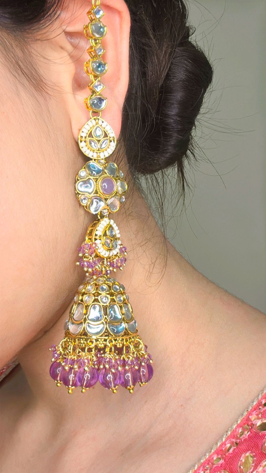 Mauve Sahara Jhumkas Earrings
